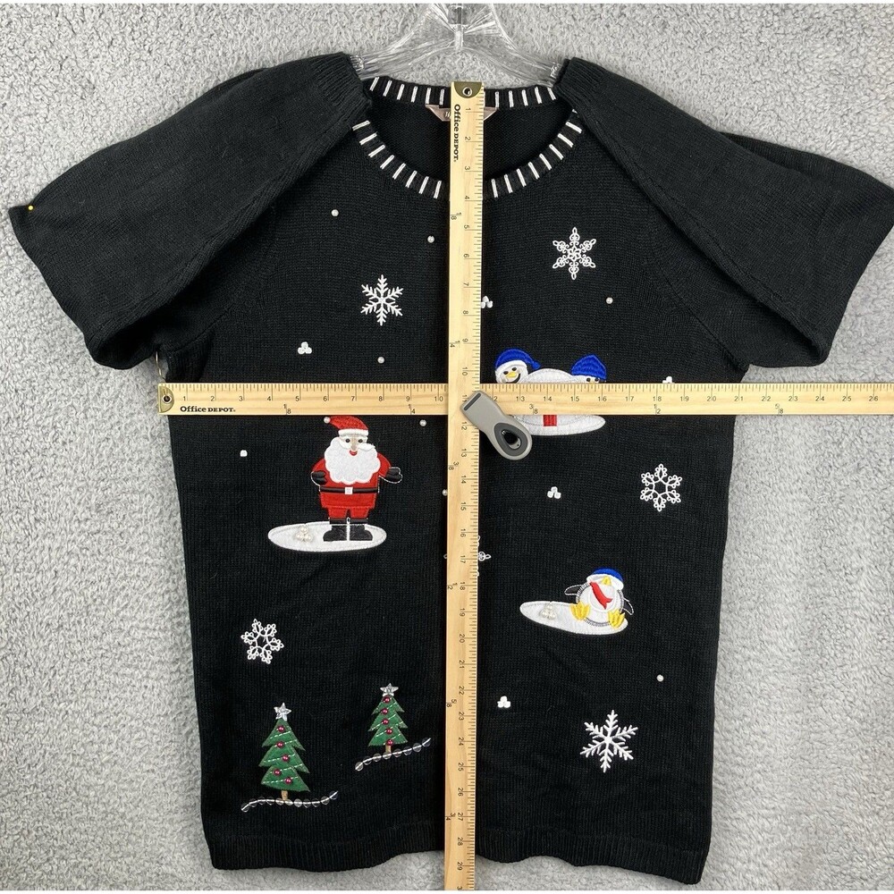 White Stag 3D Beaded Christmas Sweater Size 1X 16W Embroidered Applique & Sequin - Picture 3 of 11